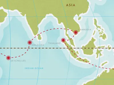 Voyage Across the Globe asia blue globe green grunge land map ocean trail trip voyage