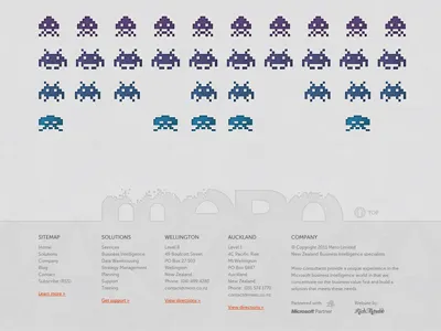 Space Invaders (404 page) 404 978.gs 978px grid angles arcade classic font column curves cutout extensive footer footer links invaders from space font letterpress logo missing page museo sans navigation page can not be found polyhedrons triangle