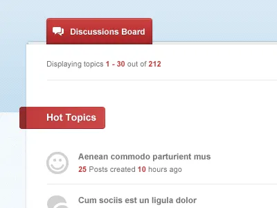 Forum app for Facebook app clean facebook forum header red