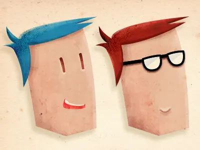 Faces blue characters faces hair illustration red texture