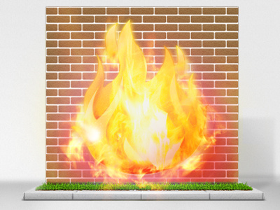 Firewall Icon brick firewall grass icon pavement wall