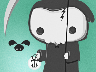 Death & Fly character design crack cute death fly illustration light monster skull