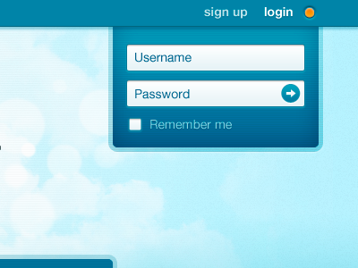 Login blue box login modal website