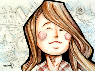 Wandering Poste character character design color pencil sketch wandering poste