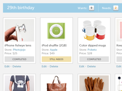 Dummy wish list application buttons list museo sans