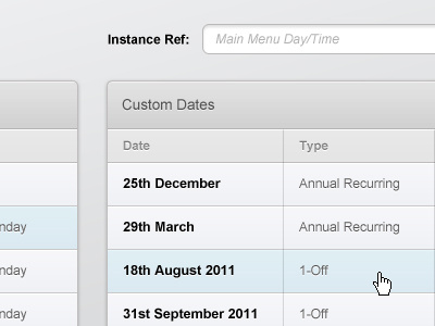 BT Table admin table ui ux