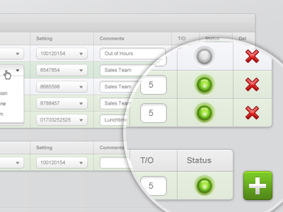 BT Admin Table admin led light table ui ux