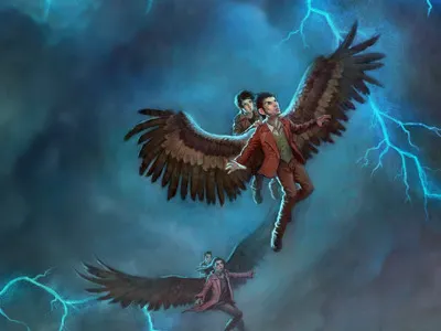 Rof3 Cover Altmann angel book children clouds cover cover art digital fantasy horses illustration lightning medieval painting wings young adult