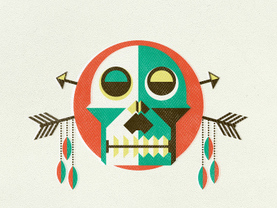 _77 arrow arrowhead bones death feathers illustration indian native american skull teeth