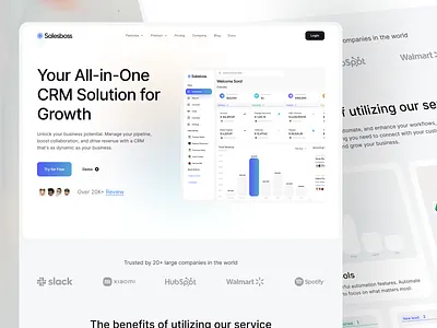 Salesboss - CRM Landing Page clean design crm crm landing page financial landing page marketing marketing landing page sales sales landing page web design