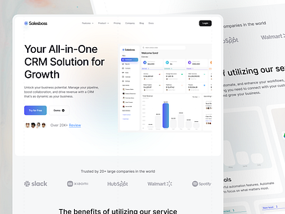 Salesboss - CRM Landing Page clean design crm crm landing page financial landing page marketing marketing landing page sales sales landing page web design
