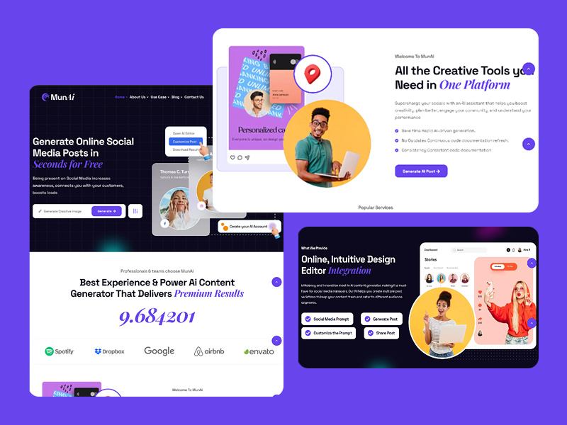 MunAi - AI Writer & Copywriting React NextJS Template aiwriter contentcreation copywriting creativeagency creativetech digitaldesign elementor moderndesign munai munaitheme nextjs reactjs seocontent startup techinnovation themefores uiux webdesign webdevelopment wordpress