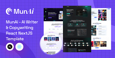 MunAi - AI Writer & Copywriting React NextJS Template animation graphic design motion graphics ui