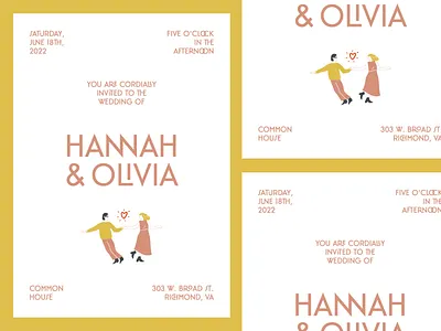 Hannah & Olivia Wedding Invitation graphic design illustration illustrator indesign procreate