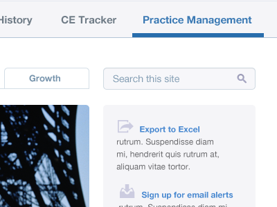 Practice Management minimalist navigation ui web