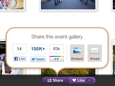 Share Event buttons gallery helvetica neue popover share