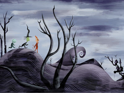 Lock, shock and barrel illustration landscape nightmare before christmas texture