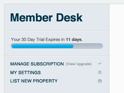 Member Desk blue gray helvetica progress meter