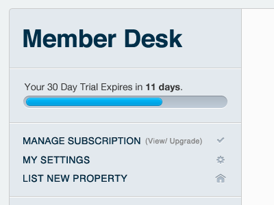 Member Desk blue gray helvetica progress meter