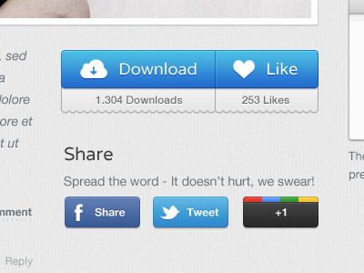 Download / Like button download facebook google like media share social twitter web website