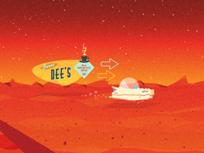 Sweet Dee's hover car illustration mars music video