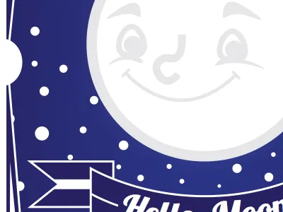 Hello, Moon blue cute illustration kids print