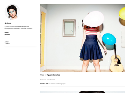 Anthem Tease black girl photography responsive rgbmonster theme white wordpress