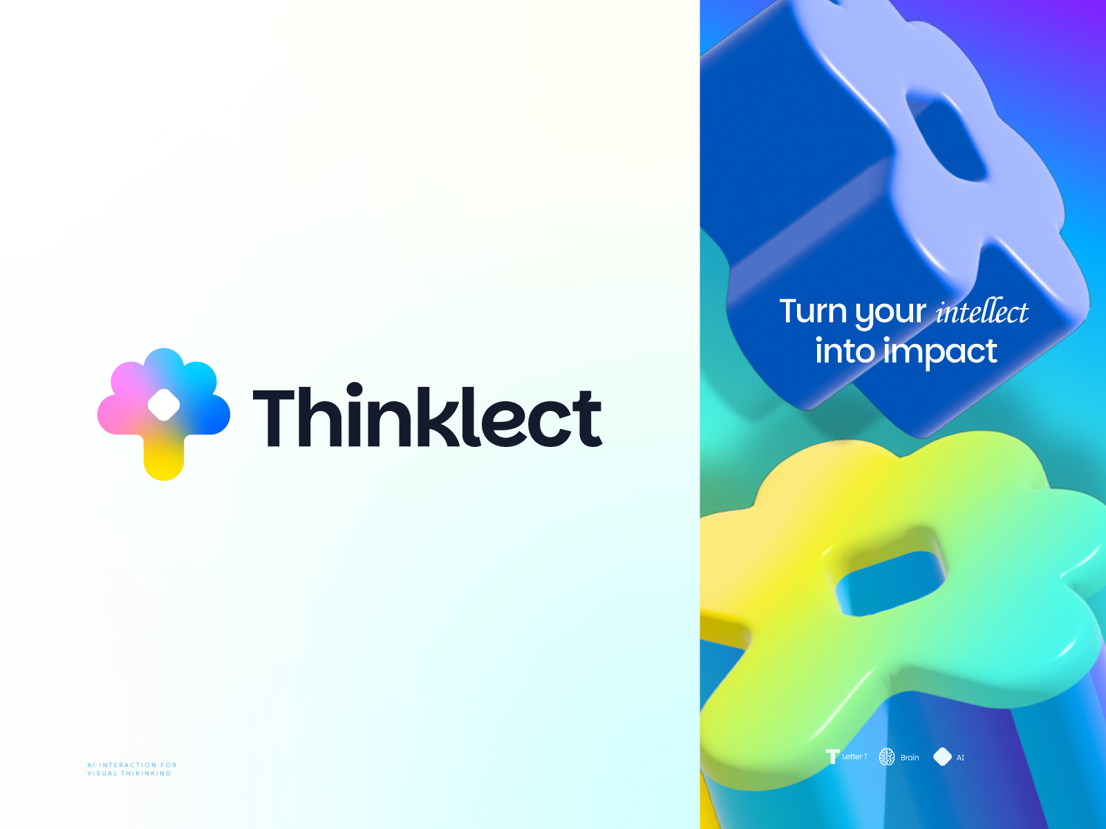 Example of AI Logo, Tech, Futuristic, 3D, Modern, Brain, Thinking, T logo