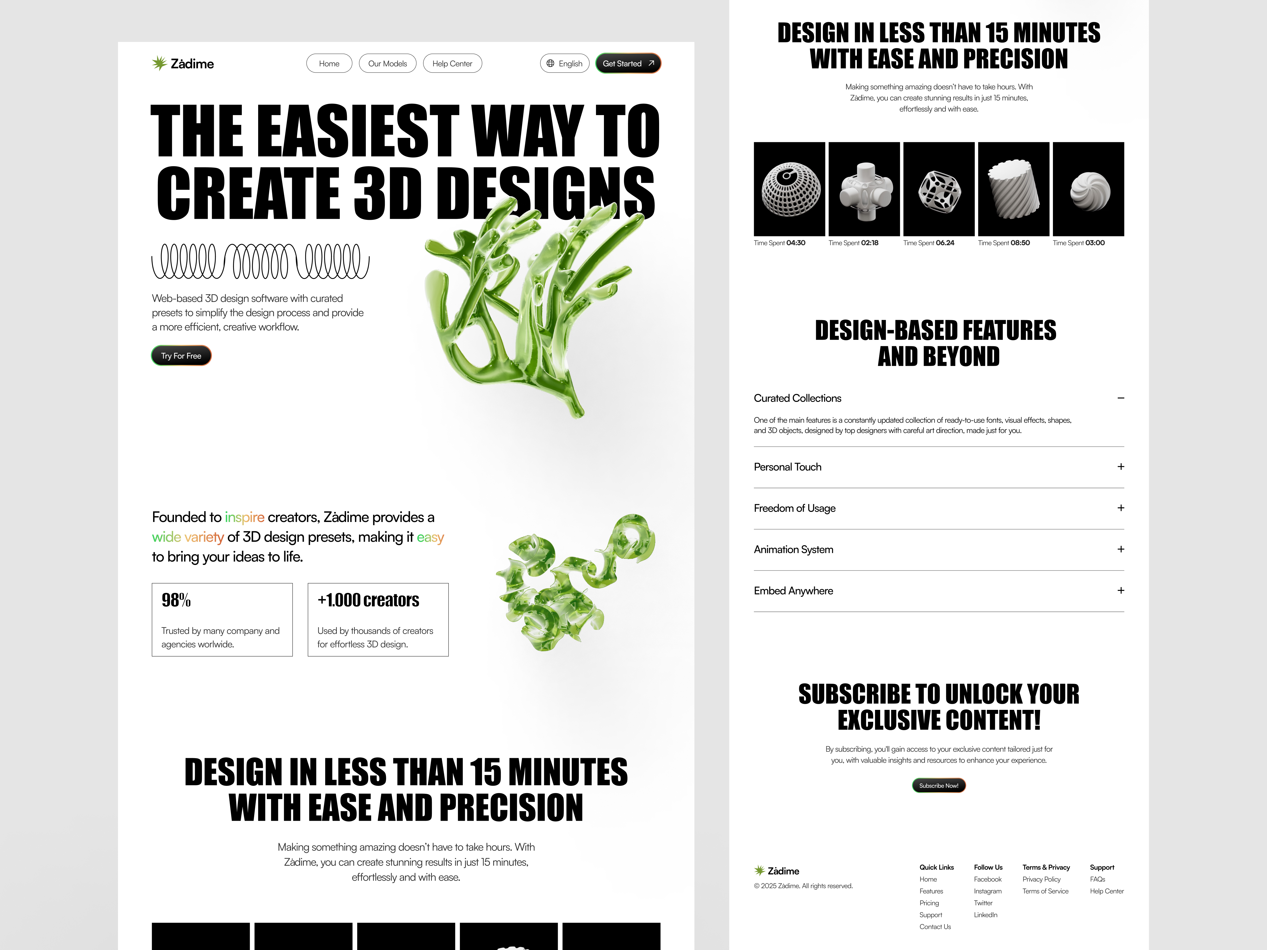 Zȧdime - 3D Tools Design design figma landing page ui uiux uiuxdesign ux