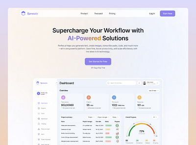 Landing Page Design for Workflow Management ai saas ai website ui clean website ui landing page landing page uiux saas landing page saas ui ui design visual design web ui webdesign website design website uiux