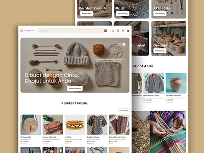 Handycraft Website bamboo banner section batik categories section clean design footer section handmade handmade website handycraft handycraft website hero sectio homemade knit pottery ui user interface web design website