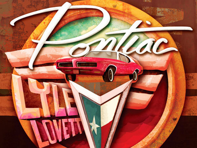 Pontiac album brown calligraphy car design gto hand lettering lettering lyle lovett music pink pontiac retro script texas texture vintage