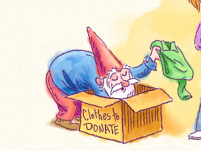 Clothes to Donate charity design gnome illustration photoshop watercolor web