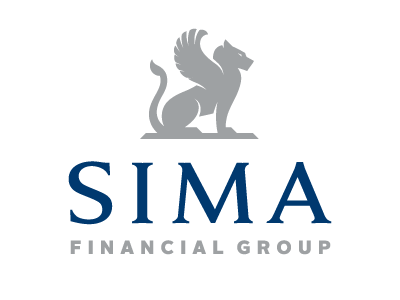 SIMA logo with type blue cat feather gray griffin iconic lion logo panther sans serif serif sit statue wing