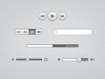 UI button nav progress search slider ui volume