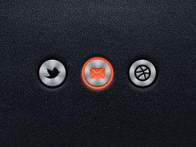 Glowing Buttons buttons design dribbble email interface leather metal social texture twitter ui