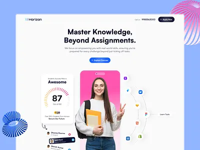 Horizon Academy Website academy animation branding cards career oppurtunity clean color courses creative designing development education graphic design graphics landing page learning typography ui whitespace