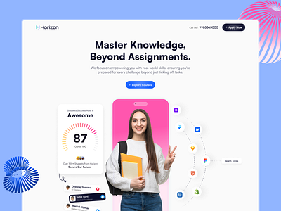 Horizon Academy Website academy animation branding cards career oppurtunity clean color courses creative designing development education graphic design graphics landing page learning typography ui whitespace