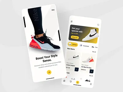 Nike Shoes - App Design Concept air app dark theme e commerce ecommerce ios mobile app mobile ecommerce nike nike air shoe run running shoes shop sport store ui concept ui design workout shoe