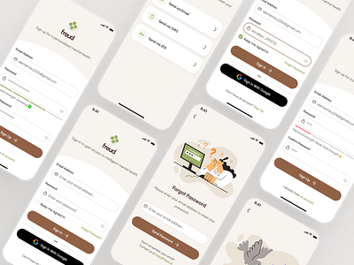 freud v2: AI Mental Health App - Authentication Sign In/Sign Up ai mental health app ai therapy app authentication clean figma ui kit green mental health app mental health chatbot mental health companion mental health ui kit mindful assistant app mindfulness app minimal mobile app modern mood app mood tracker app onboarding ui sign in ui sign up ui