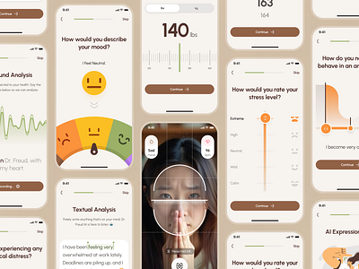 freud v2: AI Mental Health App - Smart Assessment Onboarding UI ai mental health app ai therapy app clean figma ui kit green health assessment mental health app mental health assessment mental health chatbot mental health companion mental health ui kit mindful assistant app mindfuless app minimal mobile app modern mood app mood slider mood tracker app onboarding ui