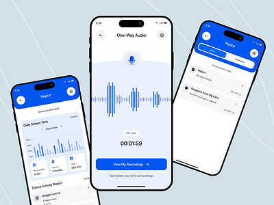 Parental Control Mobile app app interaction audio colorful control control app design design ui hours mobile app notice pairing parental report ui ux