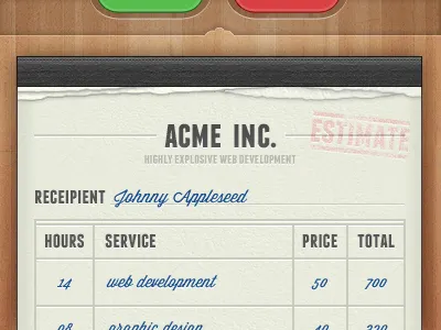 Mini estimate app invoice ui