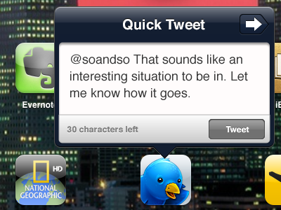 Quick Tweet ipad tweet widget