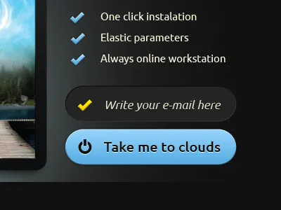 Turn-it-on button blue button form submit tick turn on yellow