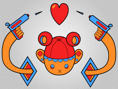 Shoot the heart illustration dutch heart illustration retro sticker
