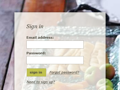 Sign in overlay login opacity overlay sign in