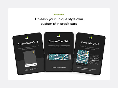 How it works section - Custom Credit Card bento clean credit card custom design features section finance graphic design how it works how it works section landing page section section design ui ux web design website