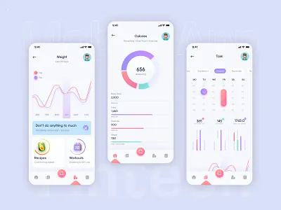 Fitness mobile app activity android design app interface coach dashboard ui design exersise gradinet gym health iso design mobile app design mobile design motivation neon sport tracker traiing wellness workout