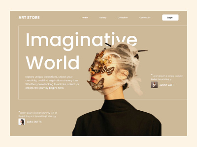 "Art Store - Imaginative World (Web Page) art design exploration hero section minimal design ui ux ux design web website